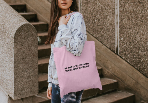 Pink Tote Bag Mockup With Generative AI
