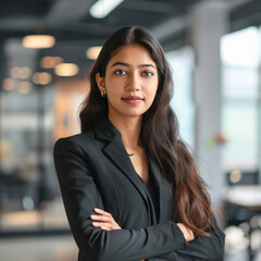 Obraz premium young indian businesswoman in a bright office