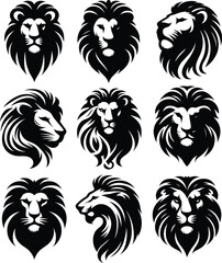 Lion Face Vector Silhouette Illustration