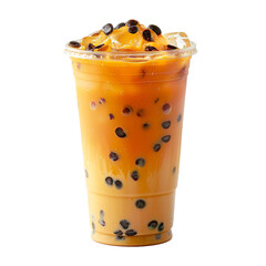 Freshly pressed passion fruit juice on transparent background, mockup template for artwork design isolated on transparent background cutout png