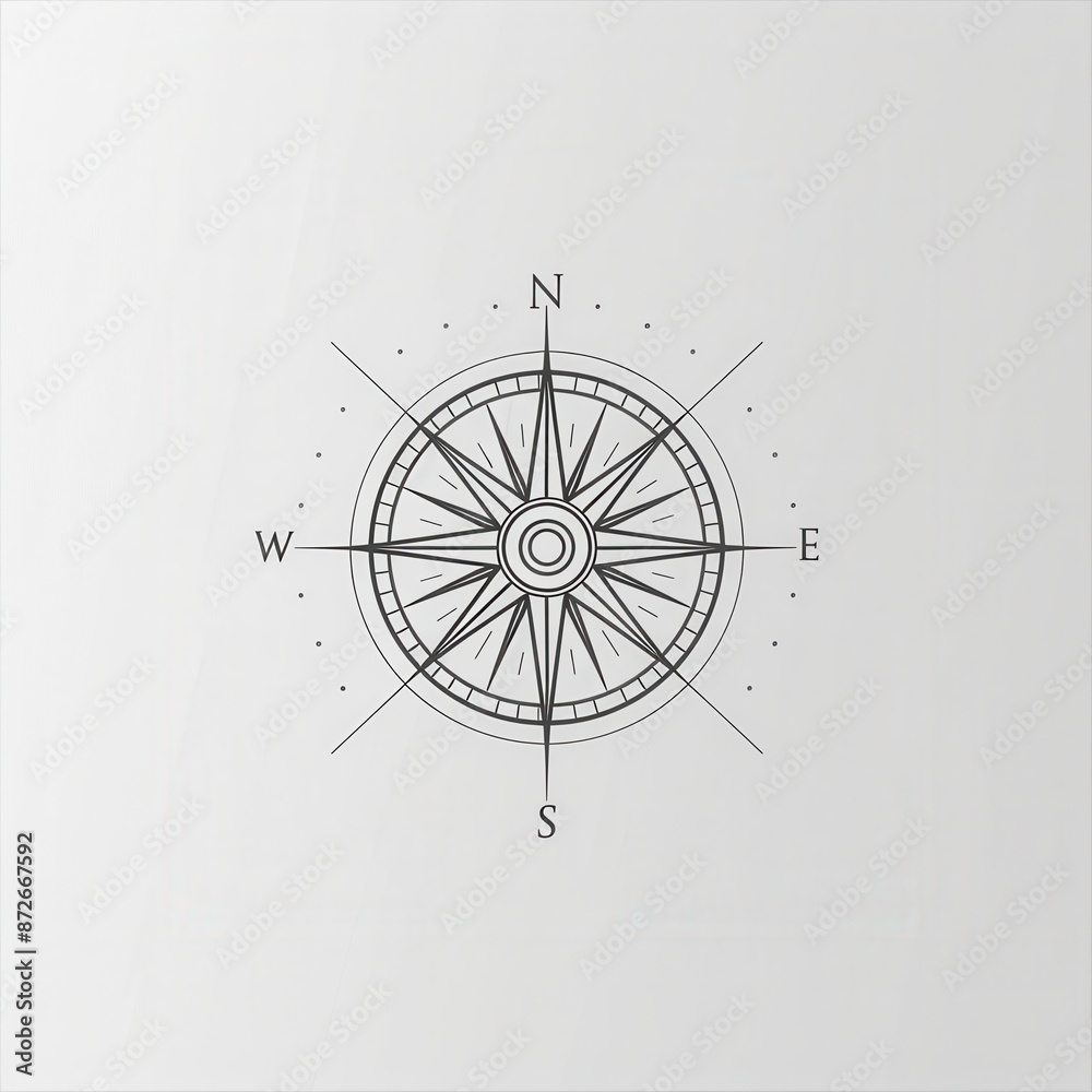 Aufkleber a simple and minimalist compass illustration with clear lines. perfect for navigation apps, travel s