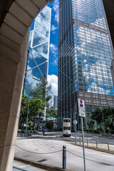 Obraz premium modern office building in hong kong; closeup