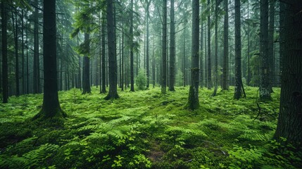 Obraz premium Towering trees in lush woodland