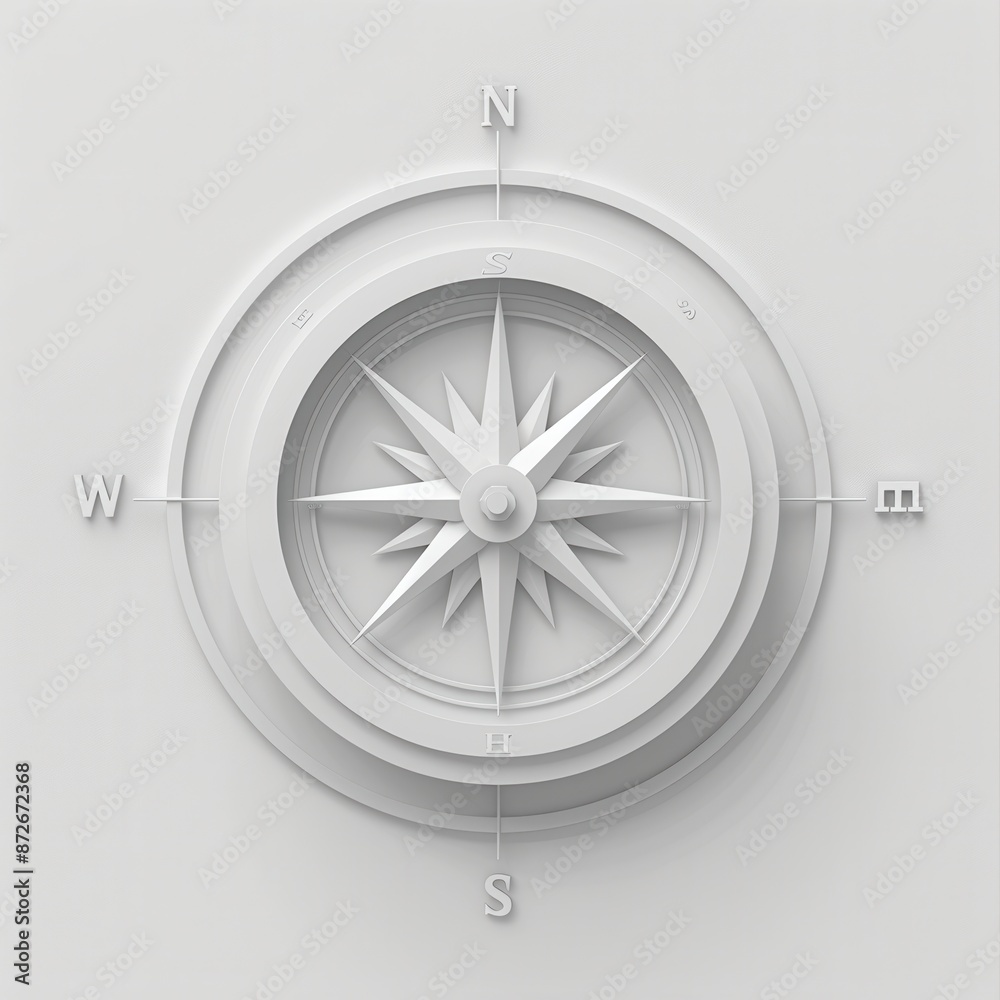 Poster A simple and symbolic compass rose with clear lines, ideal for navigation apps and travel services. Generative AI