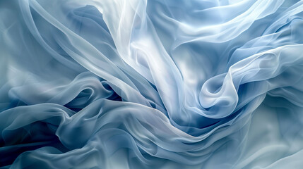 Obraz premium Delicate flowing blue chiffon fabric creating elegant abstract patterns