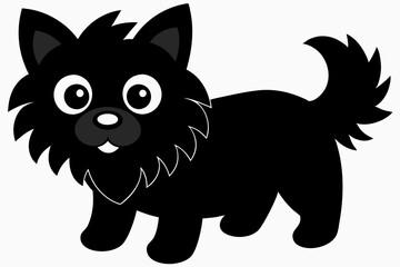 black-silhouette-Affenpinscher-white-background vector  illustration.