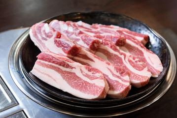 Korean-style grilled meat restaurant. Pork belly stir-fried pork