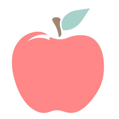 A red apple with a green leaf
