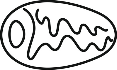 Simple line drawing representing the structure of a mitochondria, an organelle found in eukaryotic cells