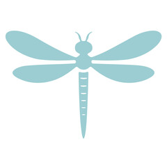A blue dragonfly with a simple, minimalist design