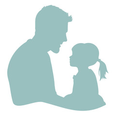 A silhouette of  father and daughter