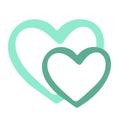 Two overlapping mint green heart shapes