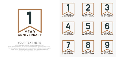 anniversary logotype set, black and brown color can be use for celebration