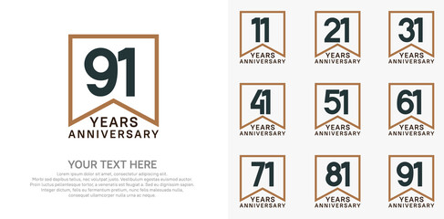 anniversary logotype set, black and brown color can be use for celebration