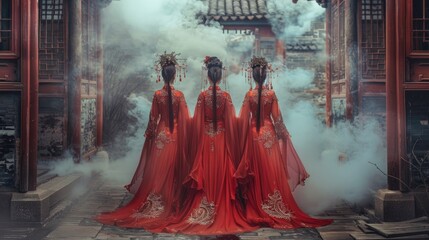 The smoke gives the scene a mysterious and eerie atmosphere. Generate AI