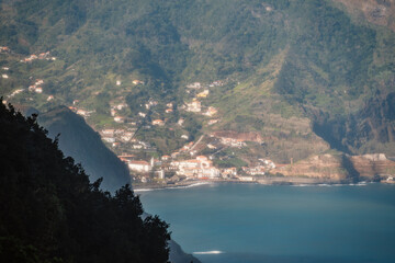 Views from Cabo de Larano viewpoint and Vereda do Larano coastal hiking trail. Cliffs atlantic...