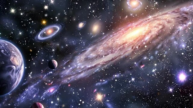 This colorful image of a galaxy filled with stars. Space background