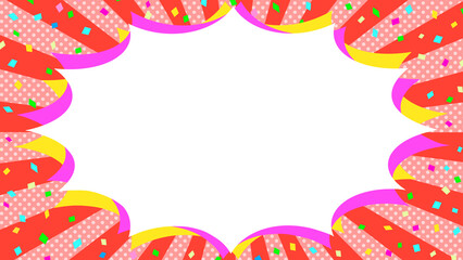 イベントフレーム　素材　枠　飾り枠　吹き出し　囲み　サンバースト　集中線　衝撃　びっくり　派手　豪華　ポップ　おしゃれ　キラキラ　ドット　見出し　タイトル　表紙　キャンペーン　バーゲン　初売り　16:9