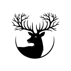 Minimalist Deer Silhouette - Deer Vector - Deer Illustration - Animal Vector Silhouette.