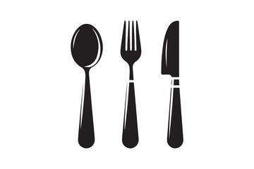 Fototapeta premium Spoon, Fork and Knife Icon silhouette Vector Illustration art