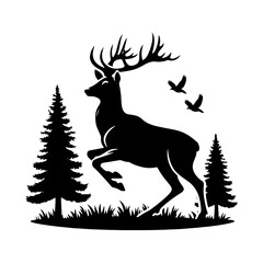 Minimalist Deer Silhouette - Deer Vector - Deer Illustration - Animal Vector Silhouette.