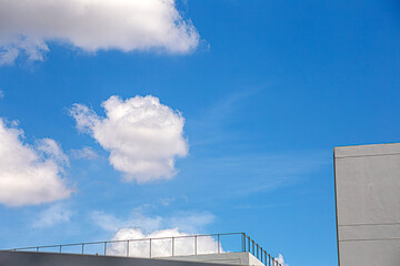 Fototapeta premium Top of building on new house with clear blue background