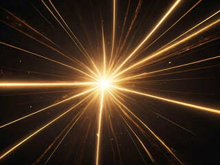 abstract Golden light effect. laser beam of light. Chaotic neon ray of light