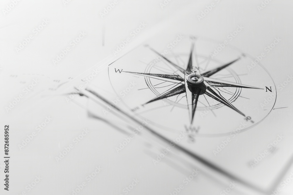 Aufkleber a close-up image of a compass illustration, featuring clear lines and a simple design. perfect for n