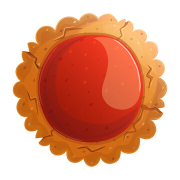 recommend clip art: Homemade traditional flower shape crispy cookie with jelly filling. Cartoon sweet bake illustration isolated on white 