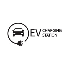 Electric vehicle charging station on white Vector