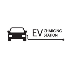 Electric vehicle charging station on white Vector