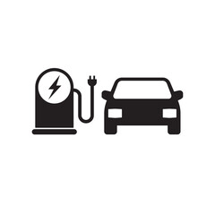 Electric vehicle charging station on white Vector