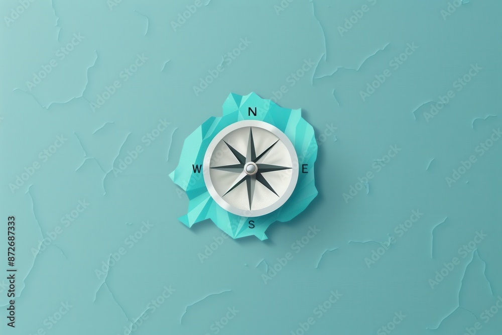 Fototapete a simple compass with clear lines on a blue background. ideal for navigation apps and travel service