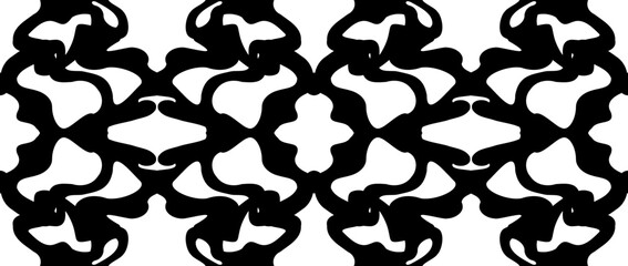 Seamless monochrome pattern imitating forged fence. Transparent background. Vector.