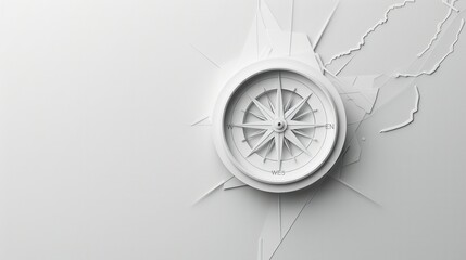 A simple, elegant illustration of a compass with clear lines on a white background. Ideal for navigation apps and travel services. Generative AI