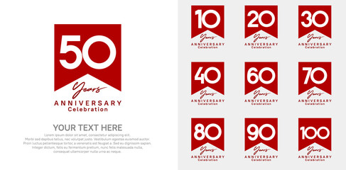 anniversary logotype set, red color can be use for celebration