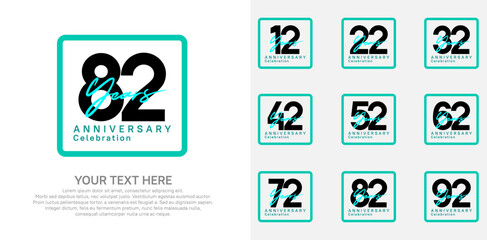 anniversary set logo style with black and blue color in square for company celebration moment