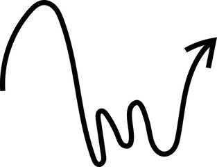 Spiral arrow doodle, wavy twist minimal squiggly line set. Curve comic turn way direction. Playful quirky simple free hand element