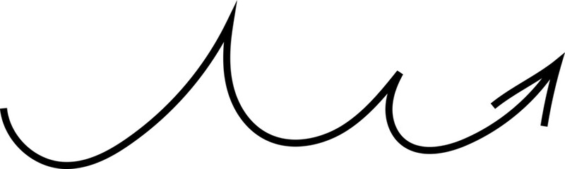 Spiral arrow doodle, wavy twist minimal squiggly line set. Curve comic turn way direction. Playful quirky simple free hand element