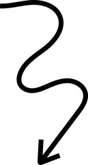 Spiral arrow doodle, wavy twist minimal squiggly line set. Curve comic turn way direction. Playful quirky simple free hand element