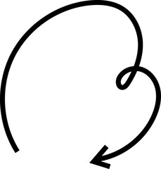 Spiral arrow doodle, wavy twist minimal squiggly line set. Curve comic turn way direction. Playful quirky simple free hand element