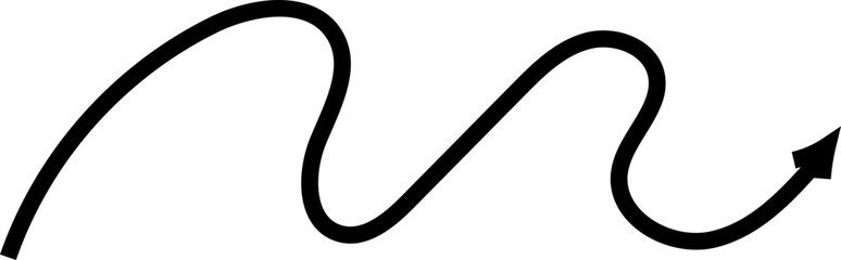 Spiral arrow doodle, wavy twist minimal squiggly line set. Curve comic turn way direction. Playful quirky simple free hand element