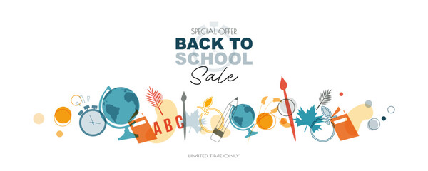 Fototapeta premium Back to School Sale. Modern design.