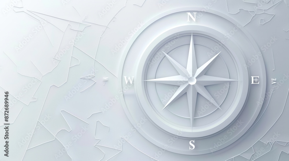 Aufkleber a minimalist white compass with clear cardinal directions on a simple, white background. perfect for