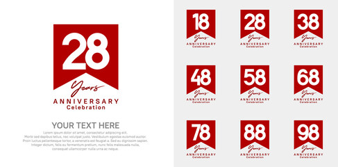 anniversary logotype set, red color can be use for celebration