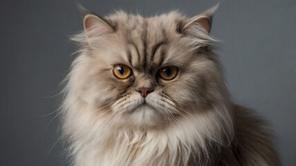 portrait of a Persian cat with yellow eyes