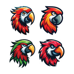 Parrot head mascot logo Set