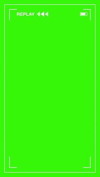 Mobile Phone Replay Screen Overlay Animation Background, Animated frames replay video borders, Isolated on Green Screen Background Suitable for Chroma, Vertical format
