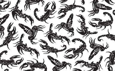 Graphical wallpaper design with scorpions on white. Vector illustration