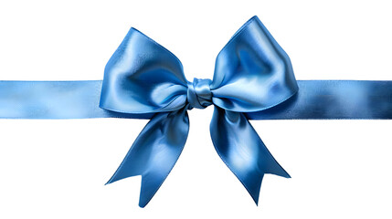Blue silky bow isolated on transparent background